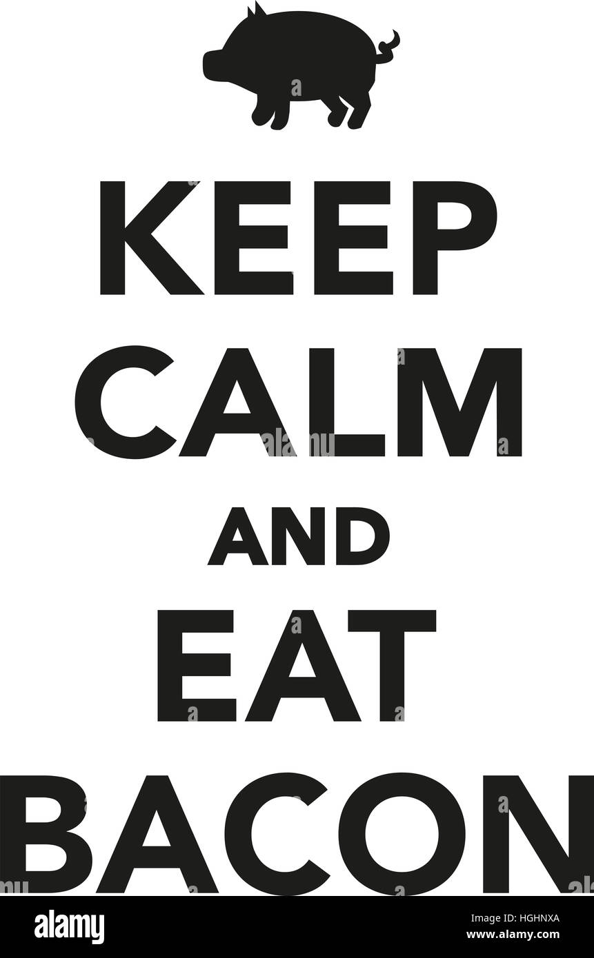 Keep calm and eat bacon with pig icon Stock Photo