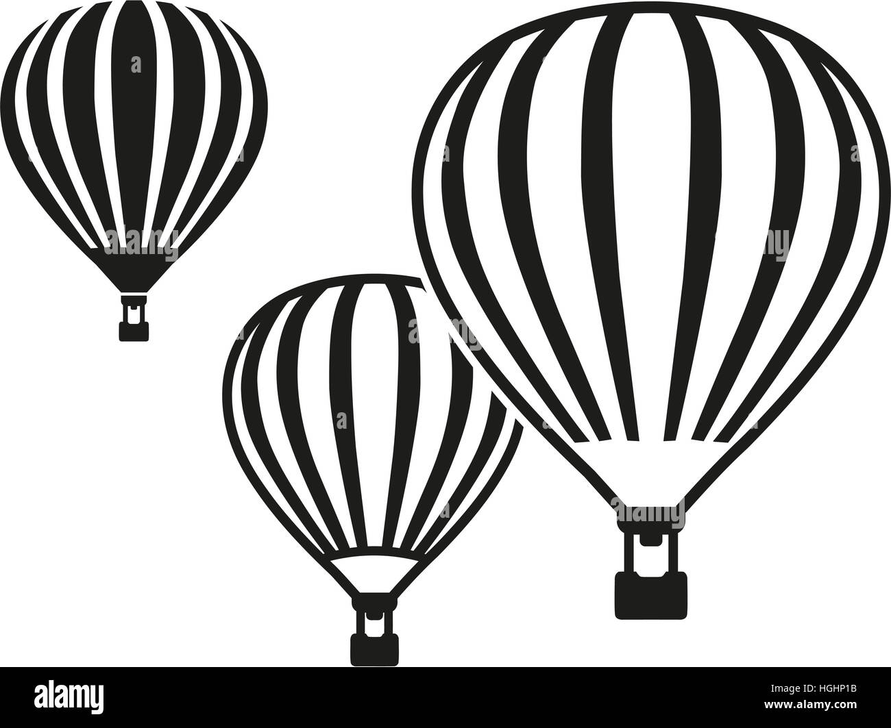 Three flying hot air balloons Stock Photo