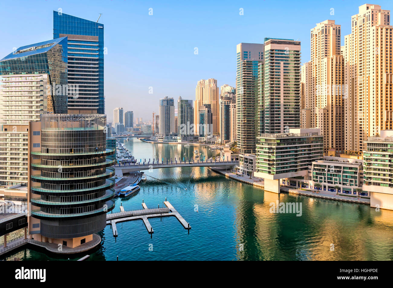 View of Dubai Marina skyscrapers in Dubai, UAE. Dubai Marina is a canal ...