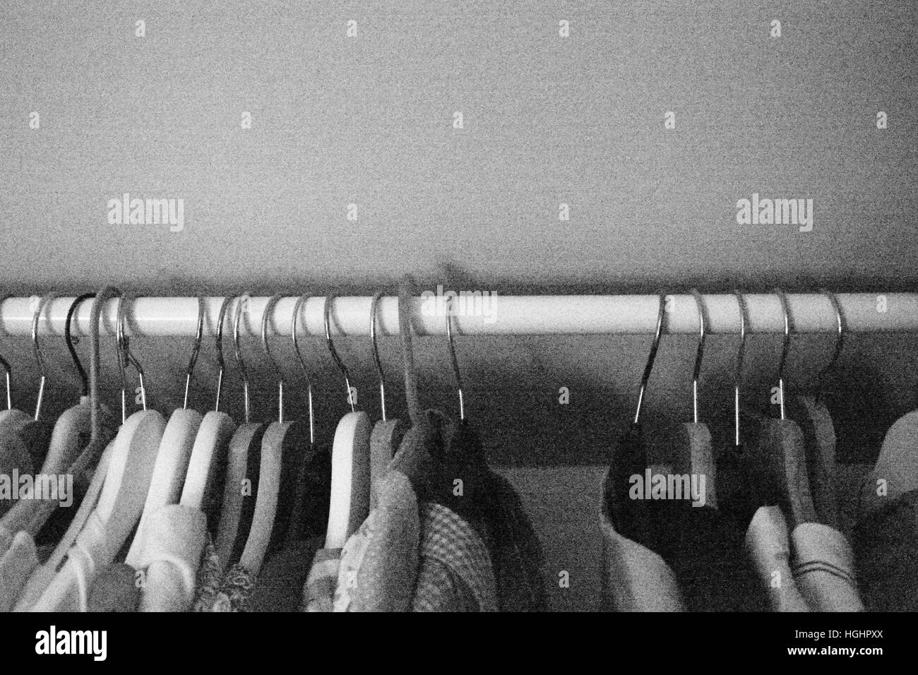 hangers in a closet Stock Photo Alamy