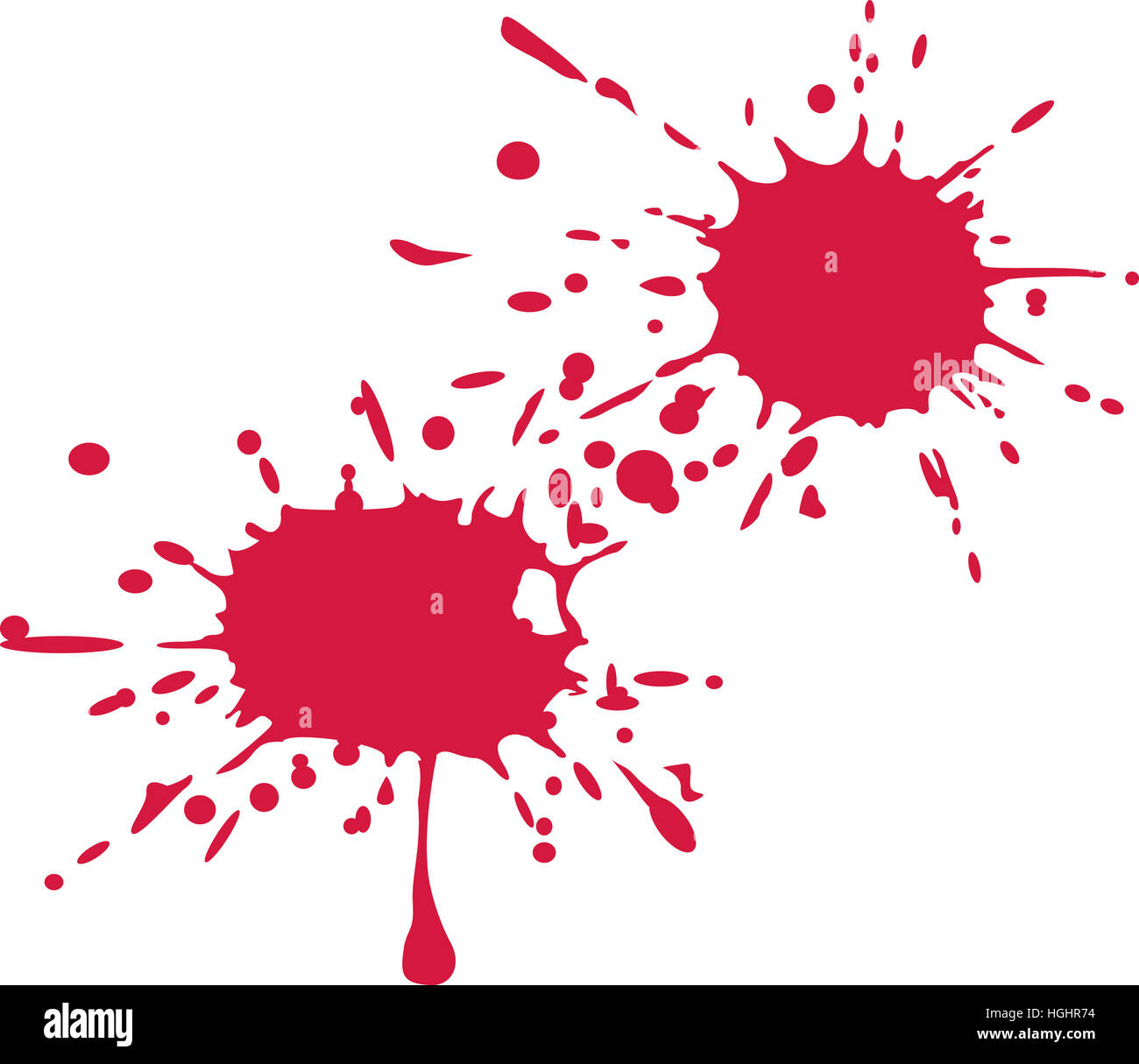 Blood splashes, drops and trail Stock Photo