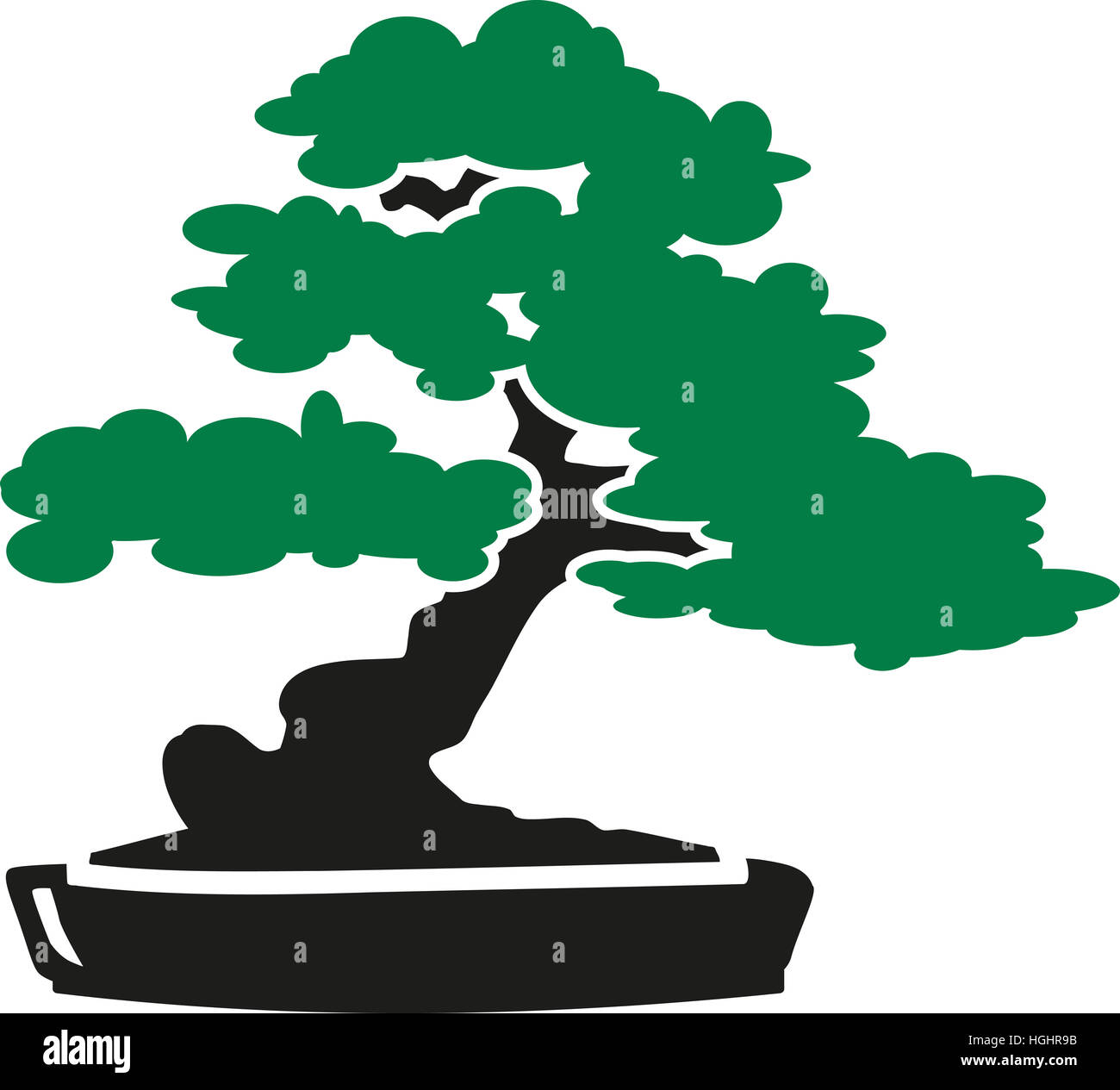 Bonsai tree silhouette japanese garden hires stock photography and