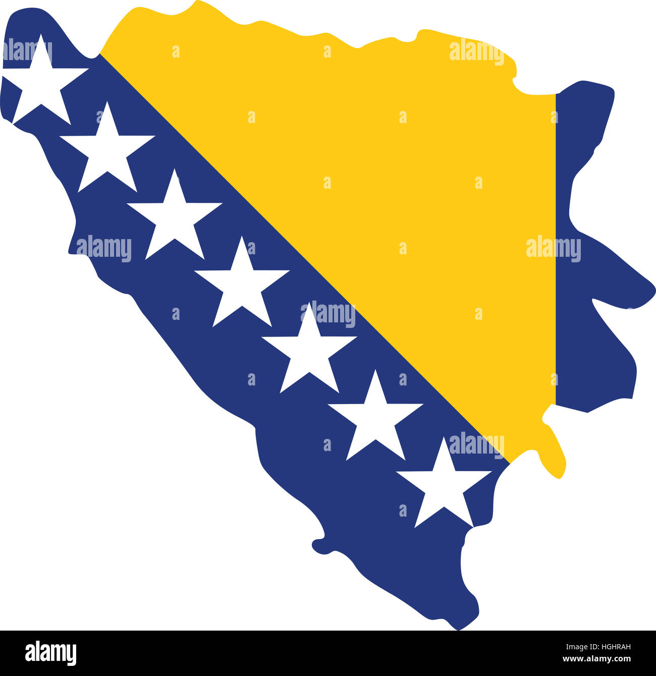 Bosnia and Herzgeovina map with flag Stock Photo