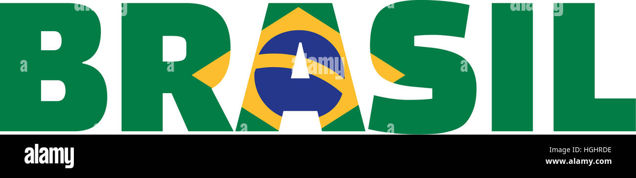 Brazil flag word brasil Stock Photo