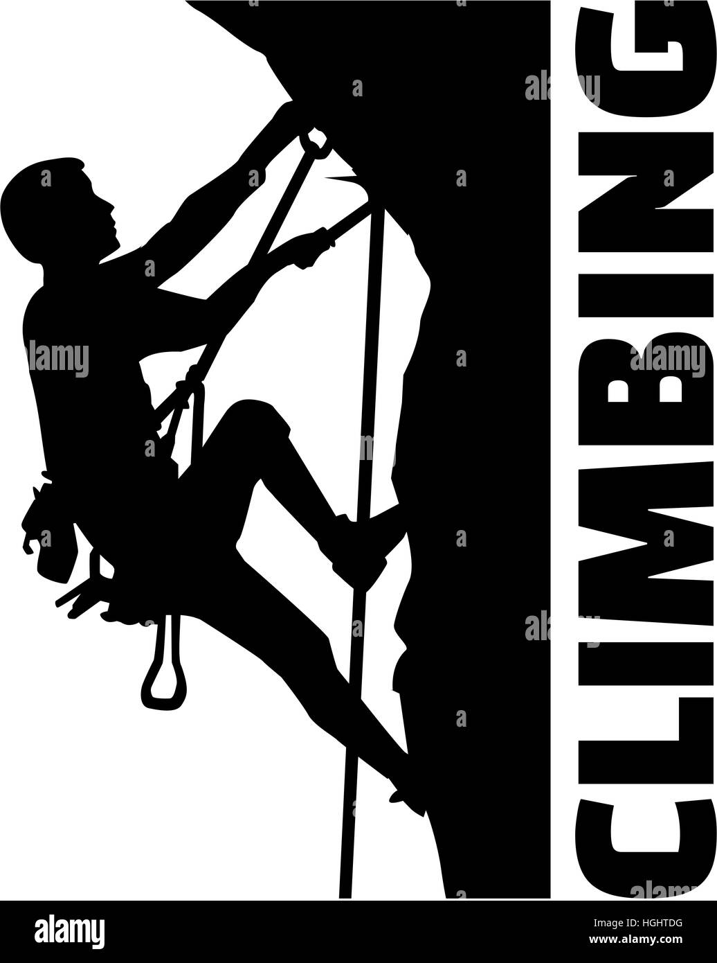 Extreme climbing man with word Stock Photo