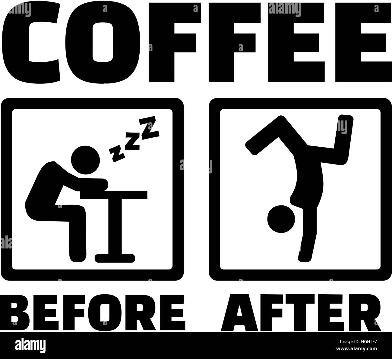 Coffee process - befor and after caffeine Stock Photo