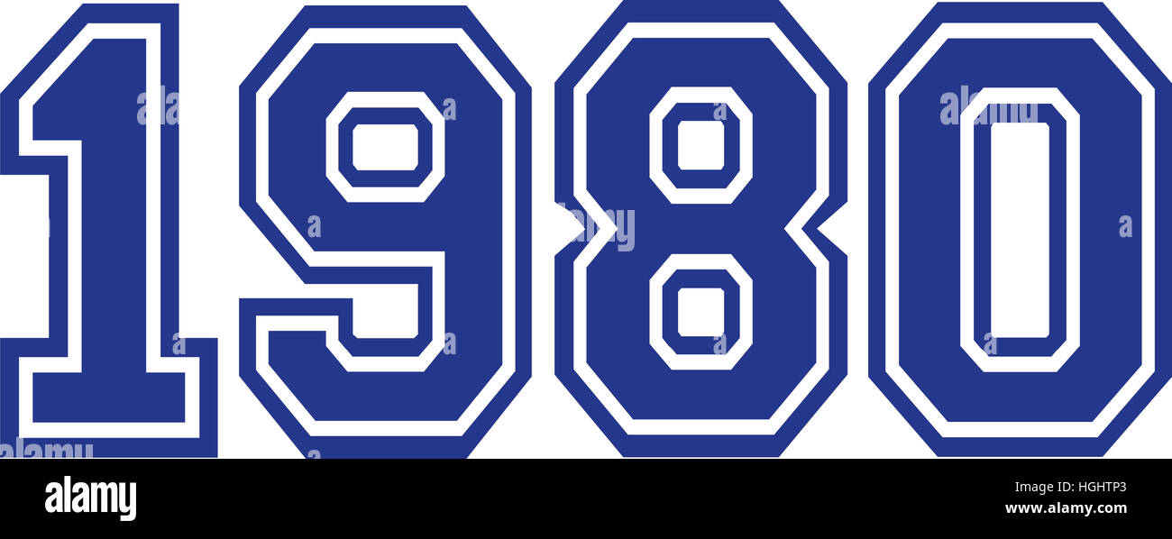 1980 Year college font Stock Photo Alamy