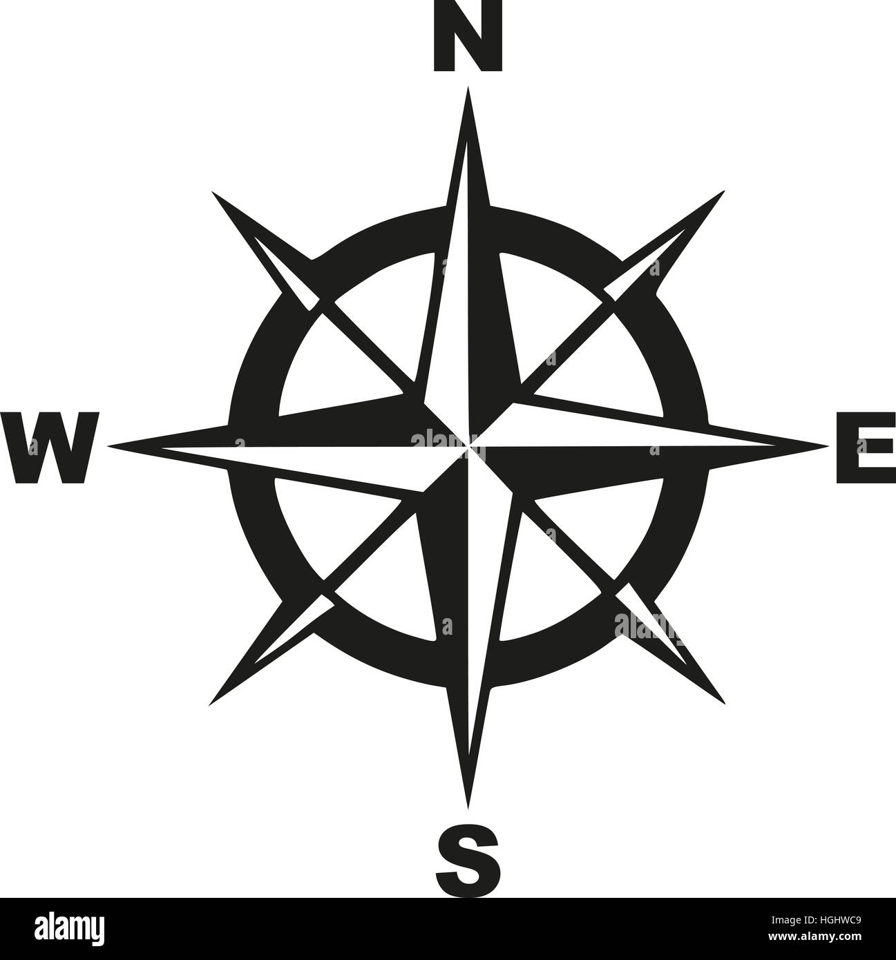 Compass with north south east west Stock Photo