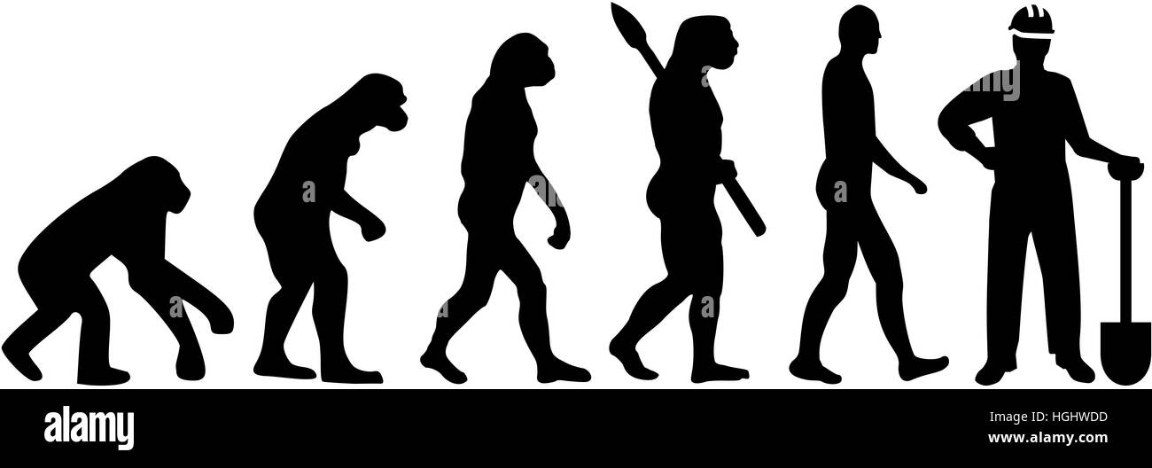 Construction worker evolution Stock Photo - Alamy