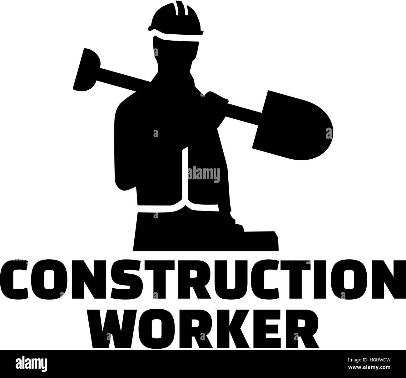 Construction worker. Silhouette with job title Stock Photo - Alamy