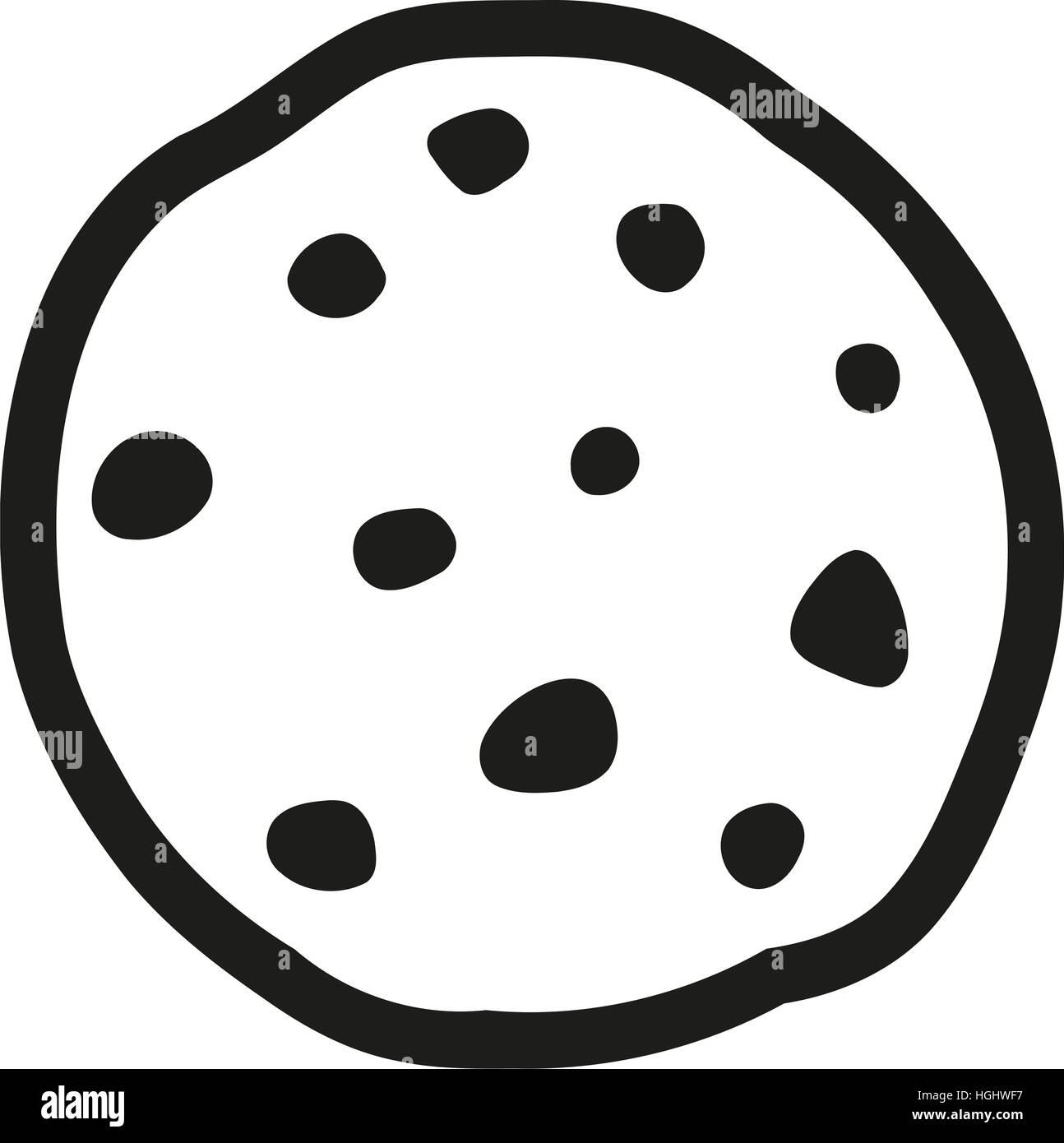 Chocolate chip cookie outline Stock Photo - Alamy