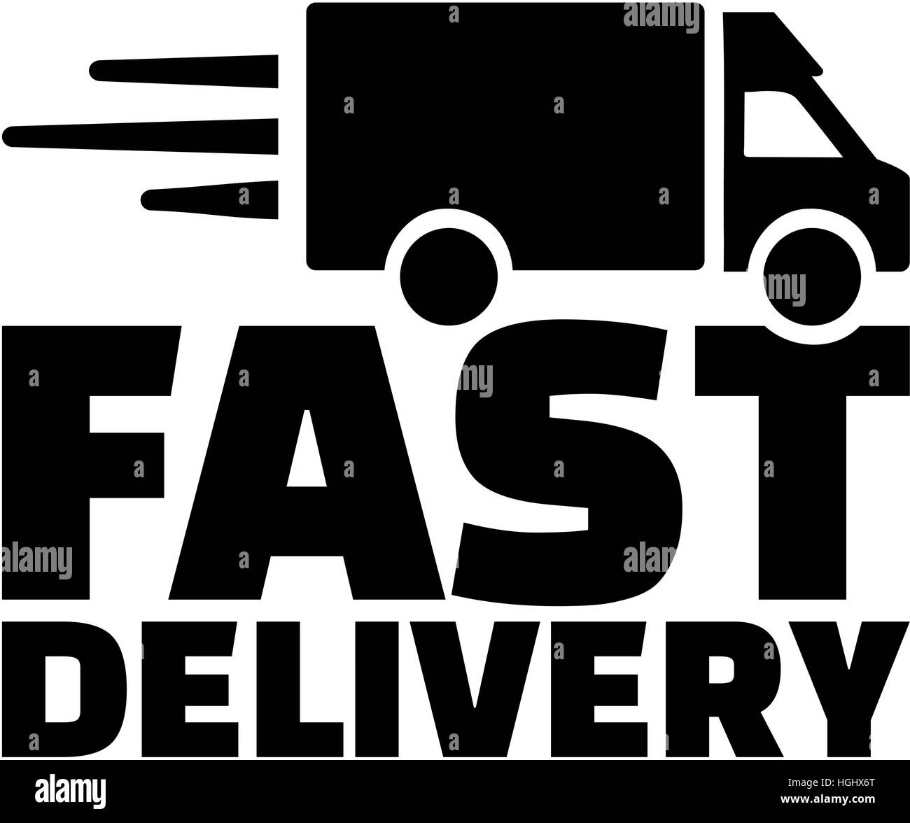 Fast delivery with delivery vehicle Stock Photo