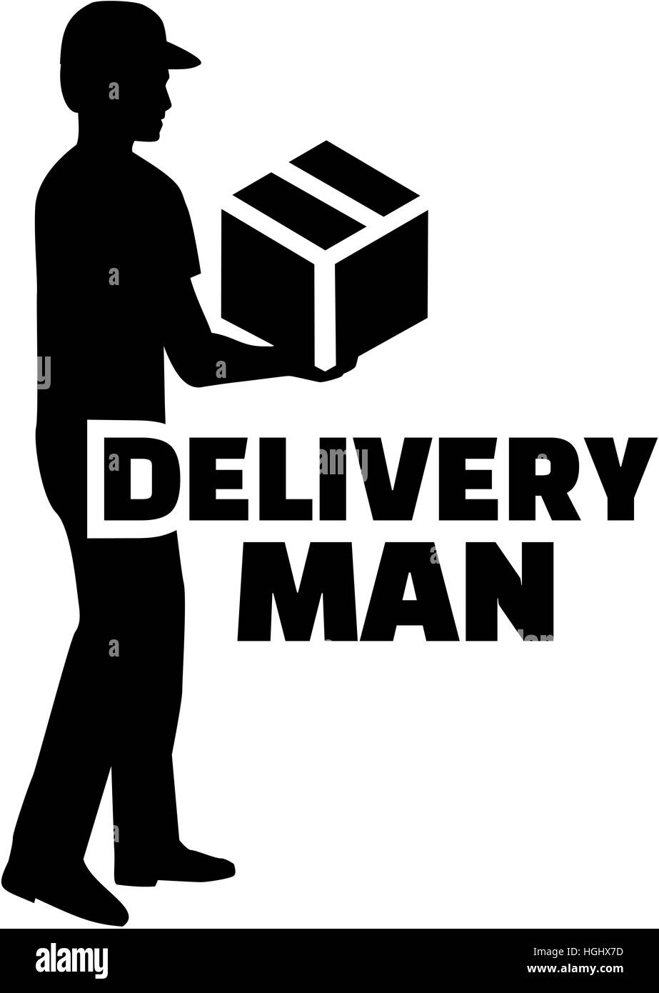 Delivery man silhouette with job title Stock Photo Alamy