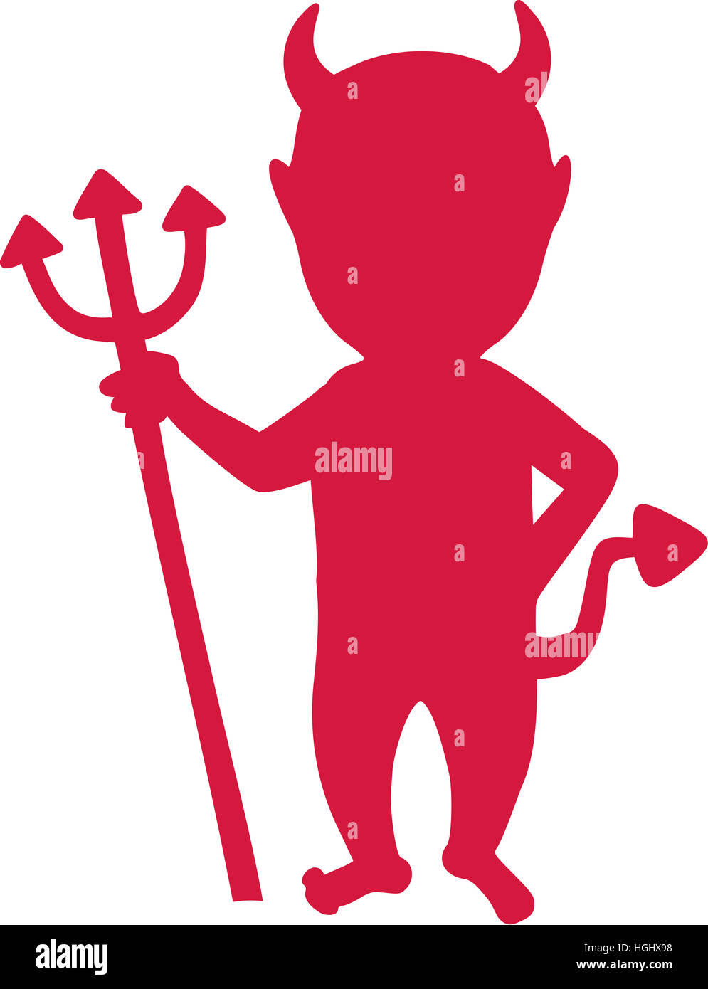 Devil silhouette with trident Stock Photo