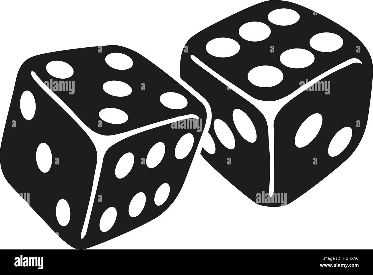Two dice with number five and six Stock Photo