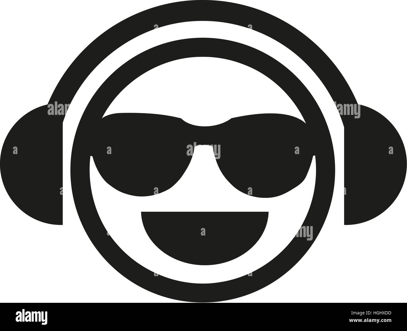 DJ smiley with sunglasses Stock Photo