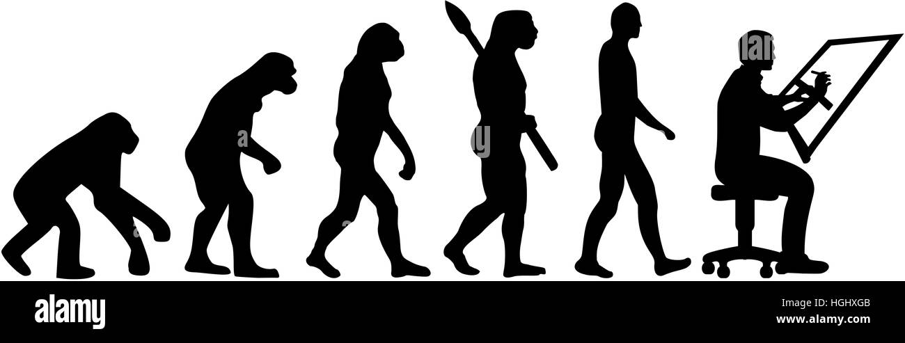 Evolution draftsman Stock Photo