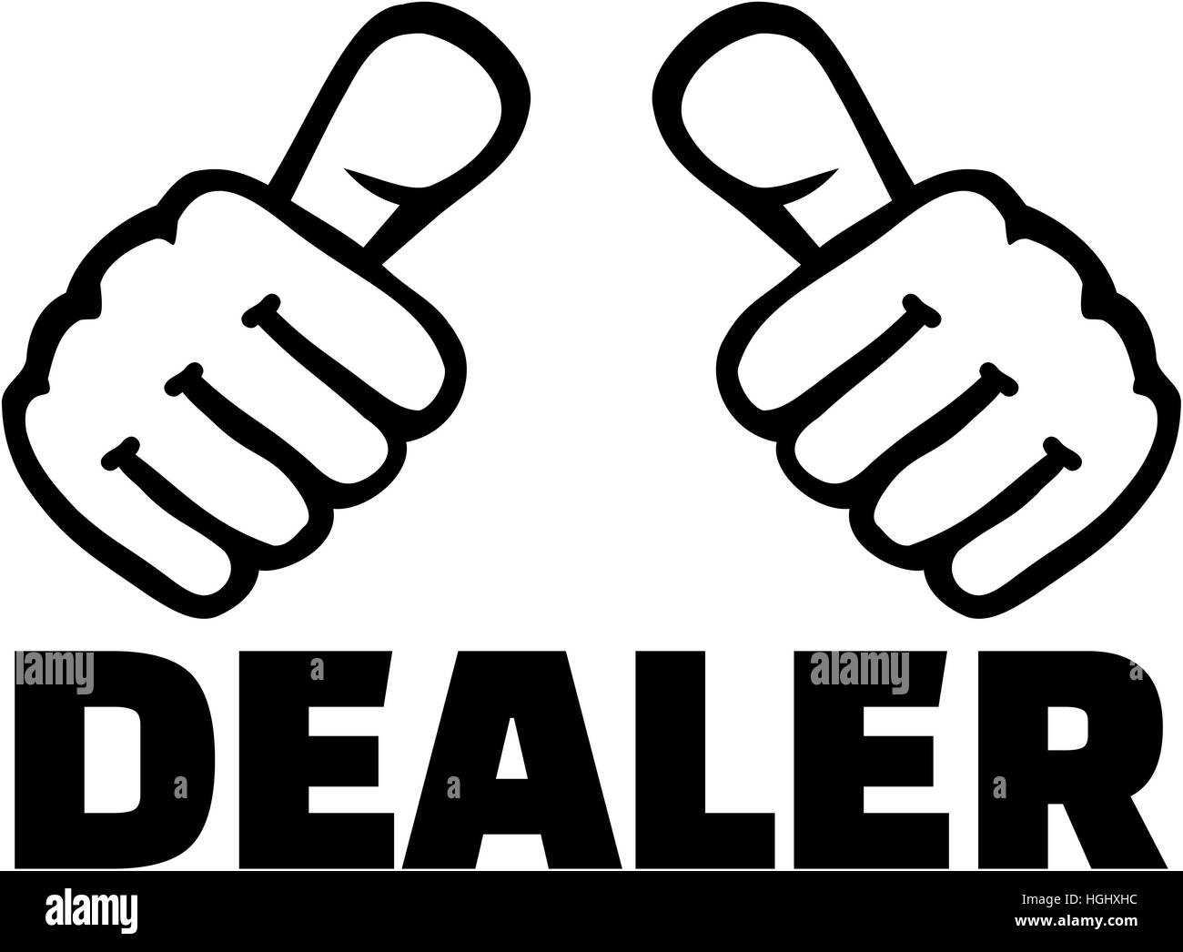 Dealer with thumbs. T-Shirt design. Stock Photo