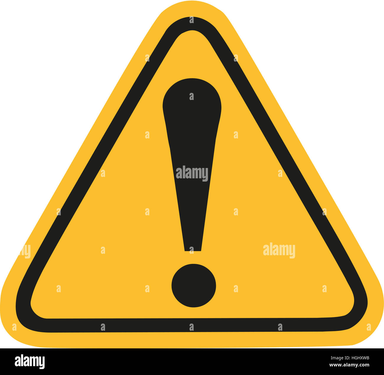 Yellow warning sign with exclamation mark Stock Photo