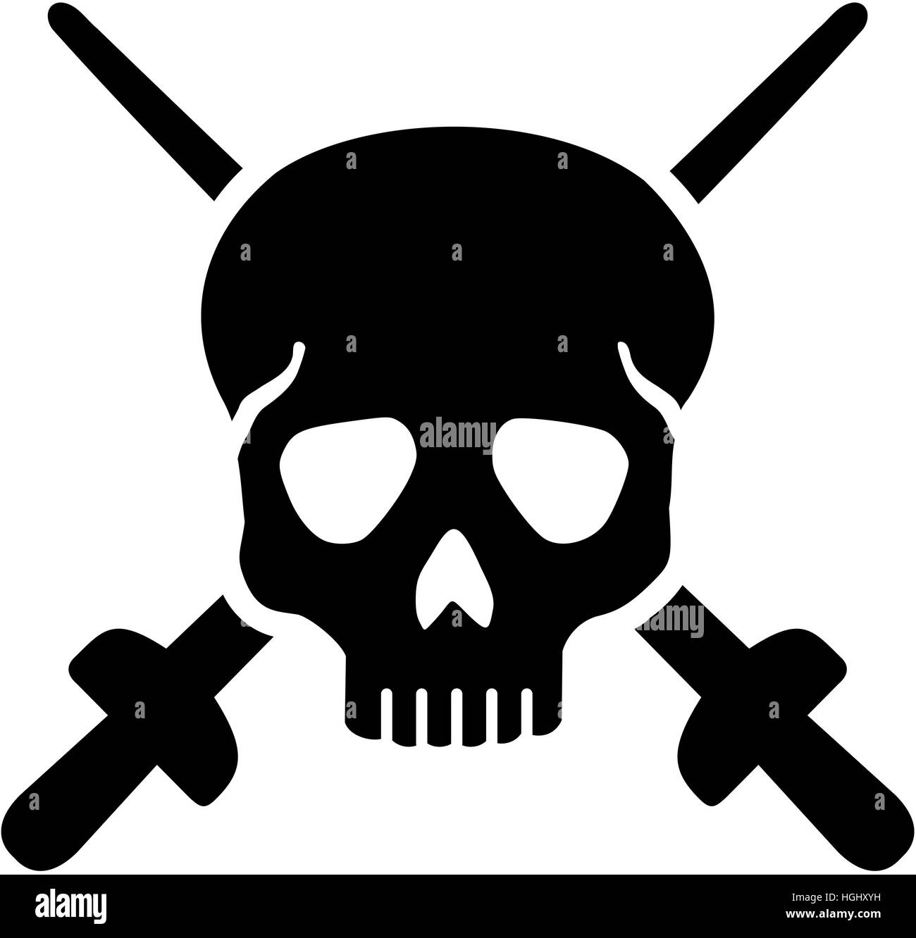 Skull with fencing epees Stock Photo