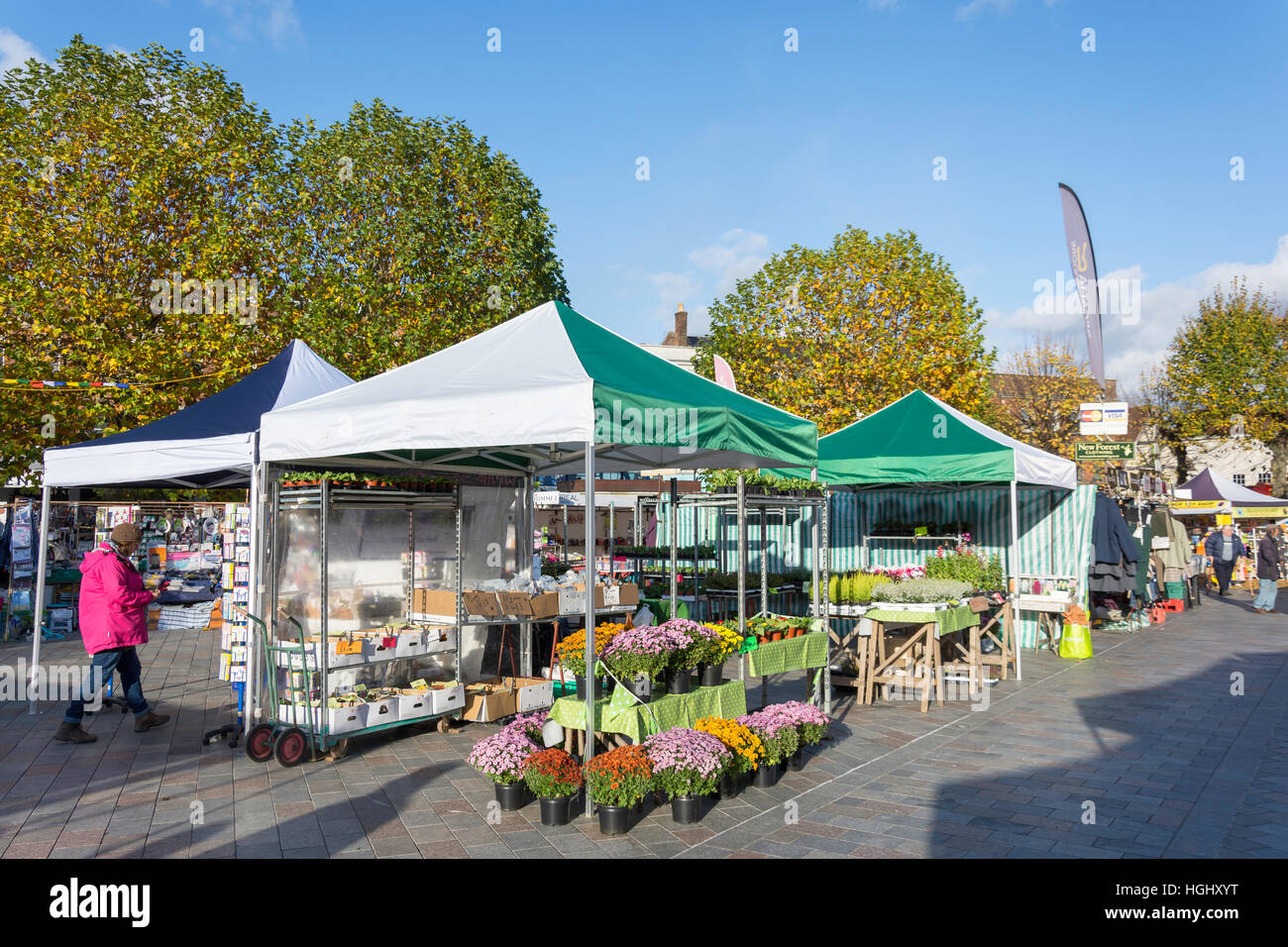 Flower and plant stalls, Salisbury Charter Market, Market Place