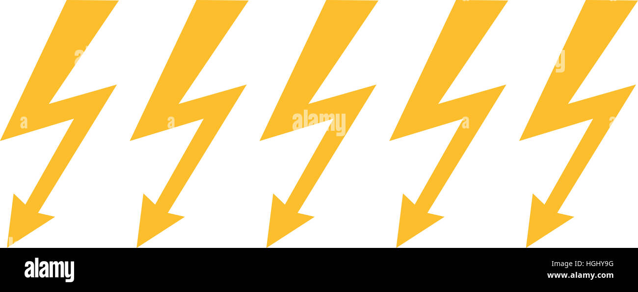Lightning bolts in a line Stock Photo