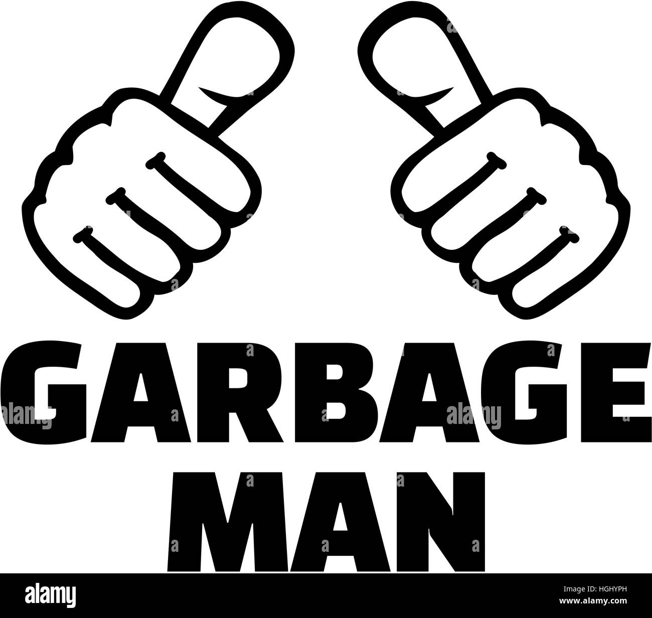Garbage man with thumbs. TShirt design Stock Photo Alamy