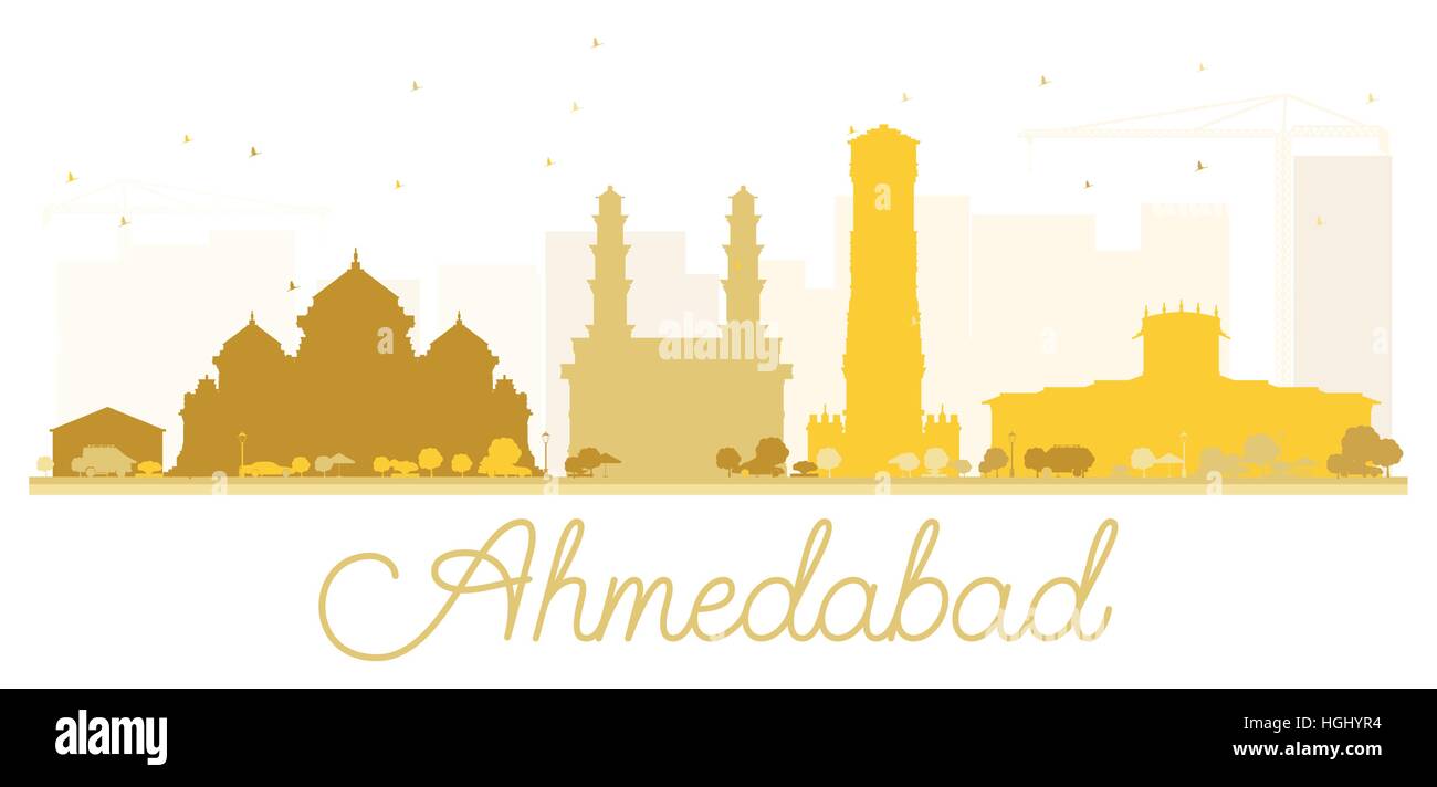 Ahmedabad City Skyline Golden Silhouette Vector Illustration Simple Stock Vector Image Art Alamy