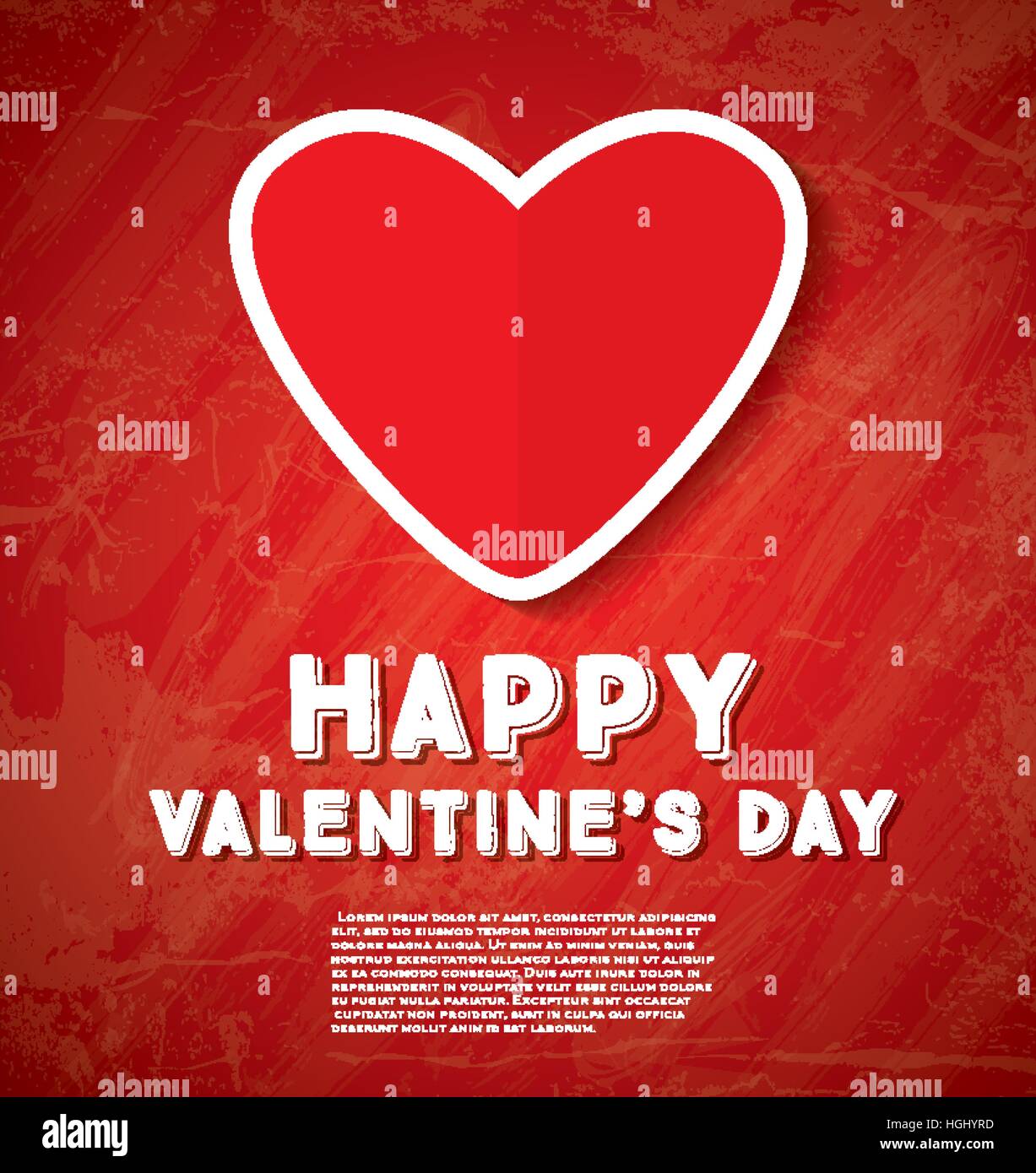 Happy Valentine's Day Greeting Card with Red Heart. Vector Illustration ...