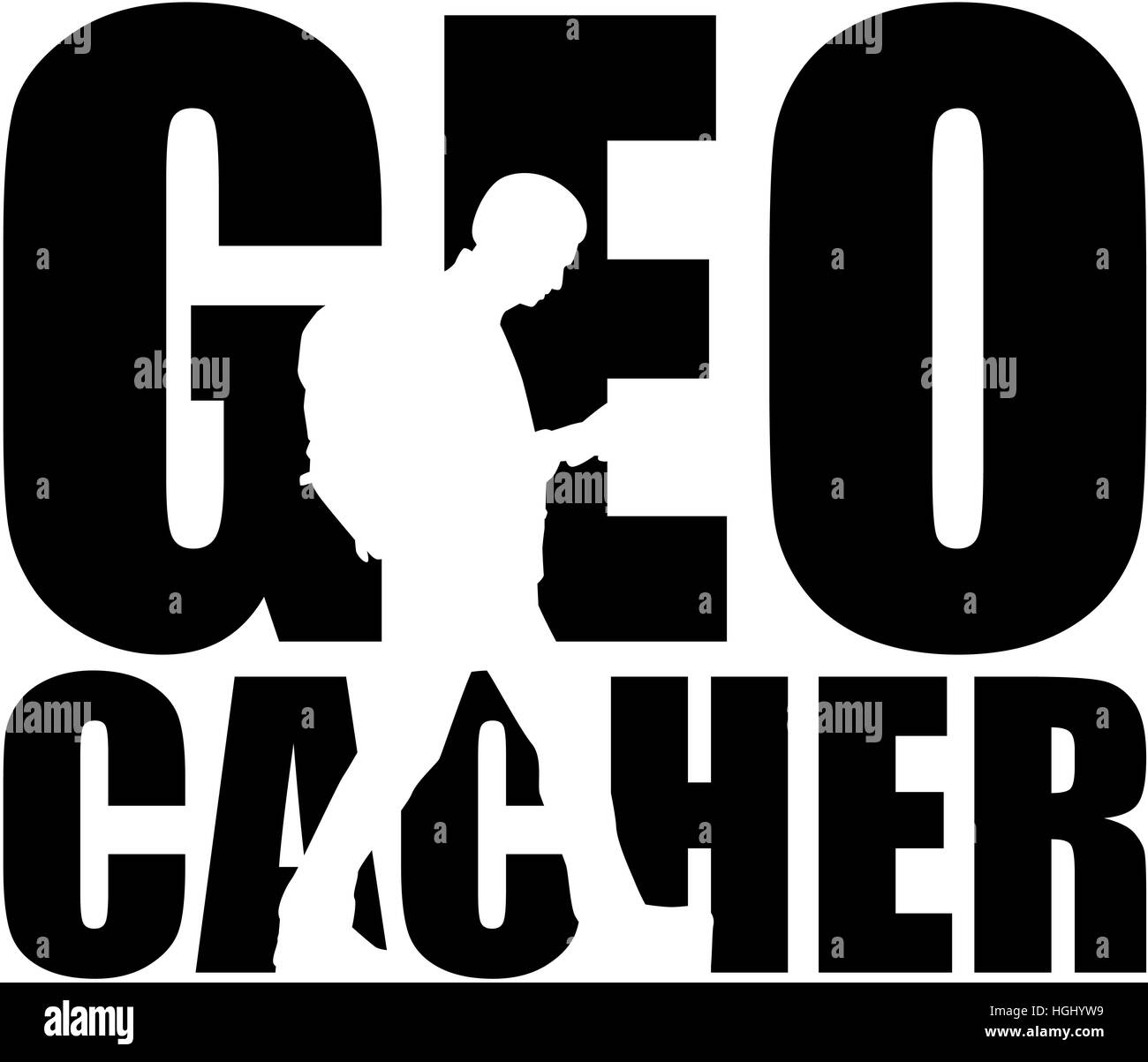 Geocacher geocaching gps Stock Photo