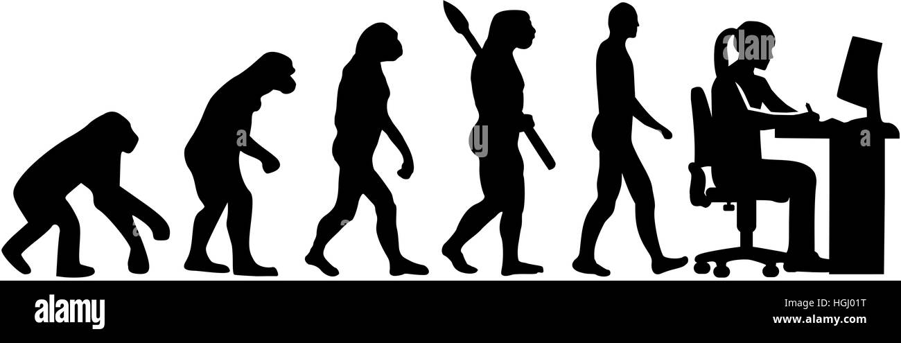 Female graphic artist evolution Stock Photo