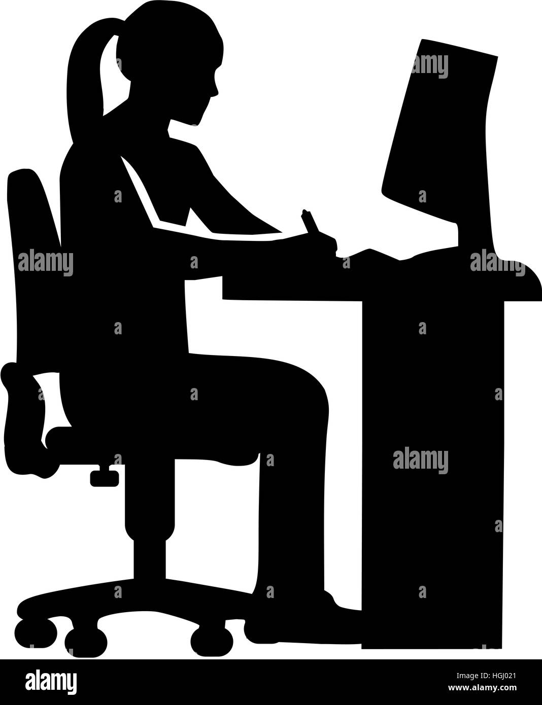 Female graphic artist worker at desk Stock Photo