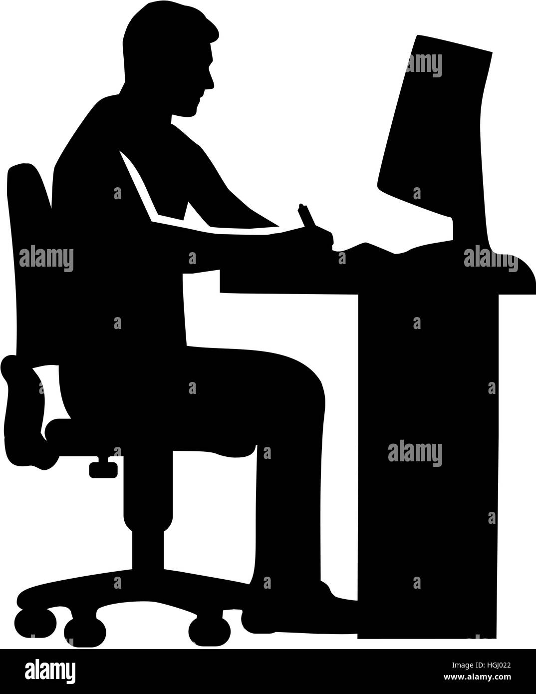 Graphic artist worker at desk Stock Photo