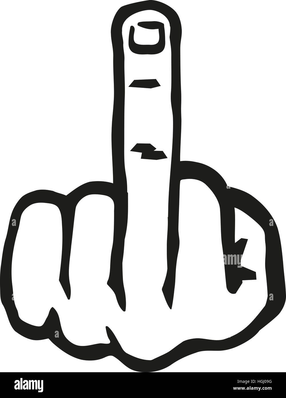 Hand with middle finger Stock Photo