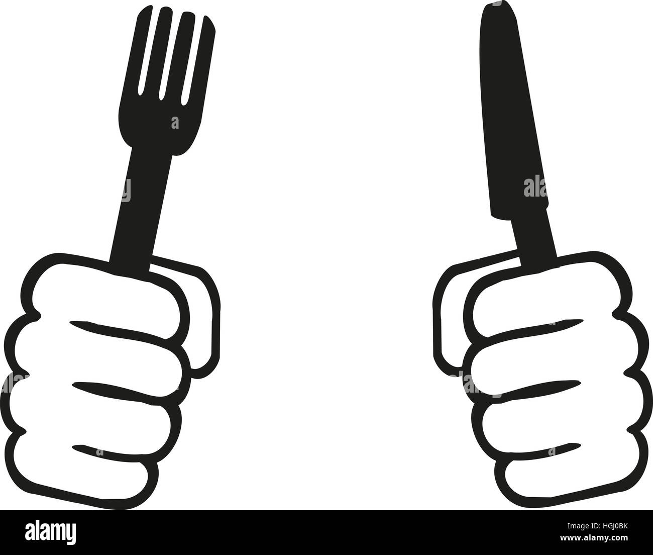 Hands with knife and fork Stock Photo