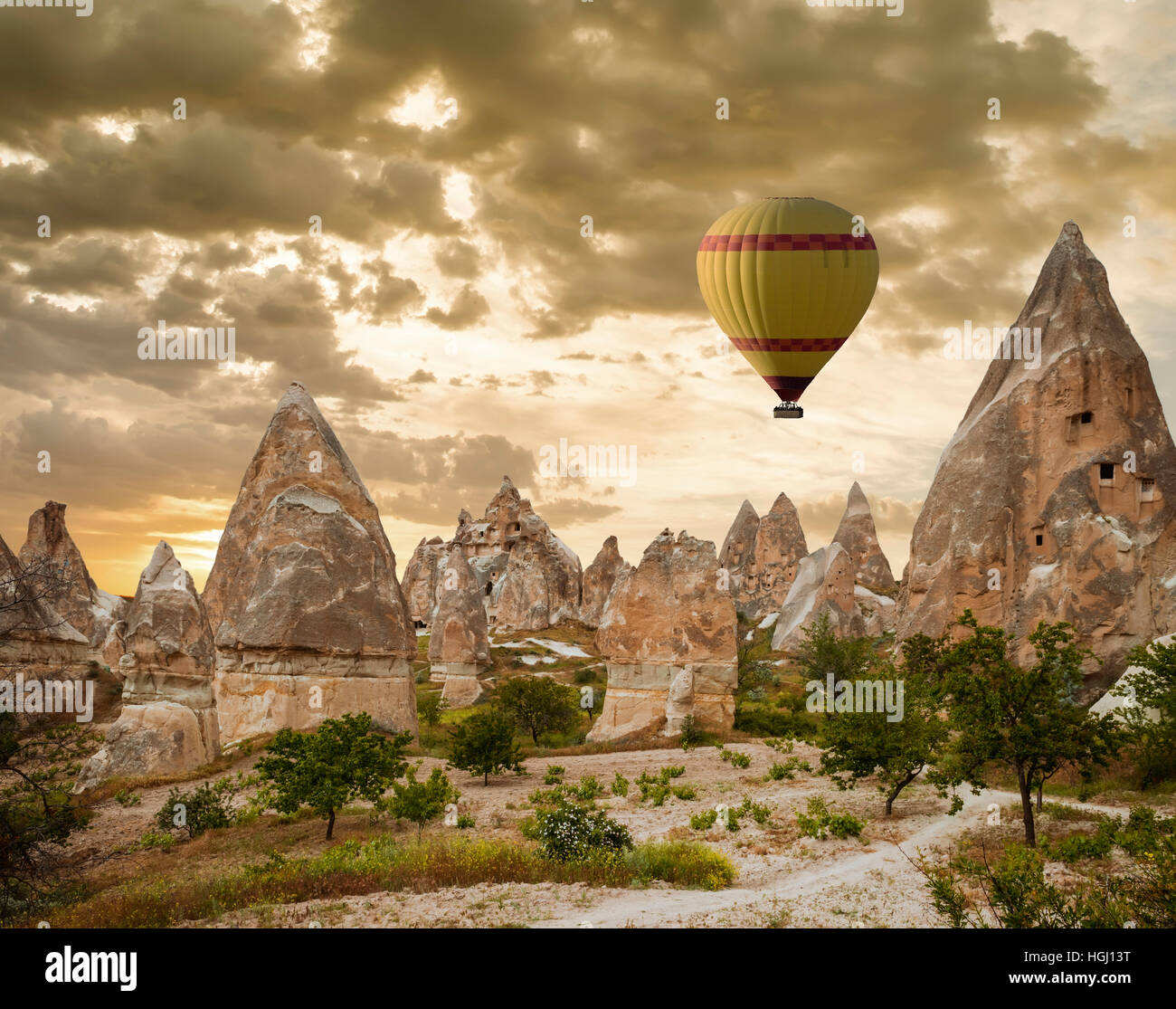 great tourist attraction Cappadocia balloon flight Stock Photo
