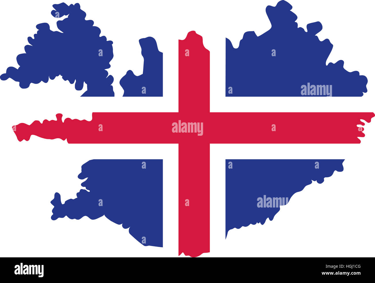 Iceland map with flag Stock Photo