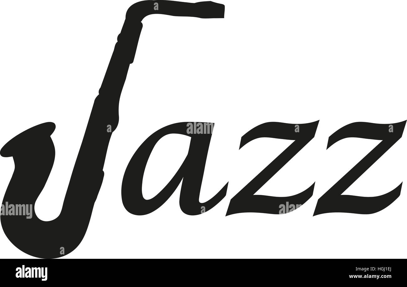 Jazz word with Saxophone Stock Photo Alamy