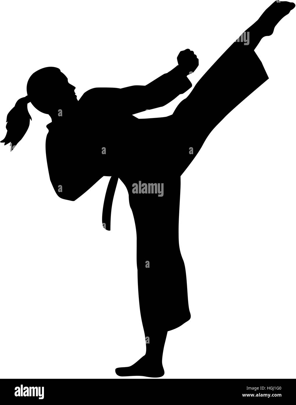 Karate fighter woman Stock Photo