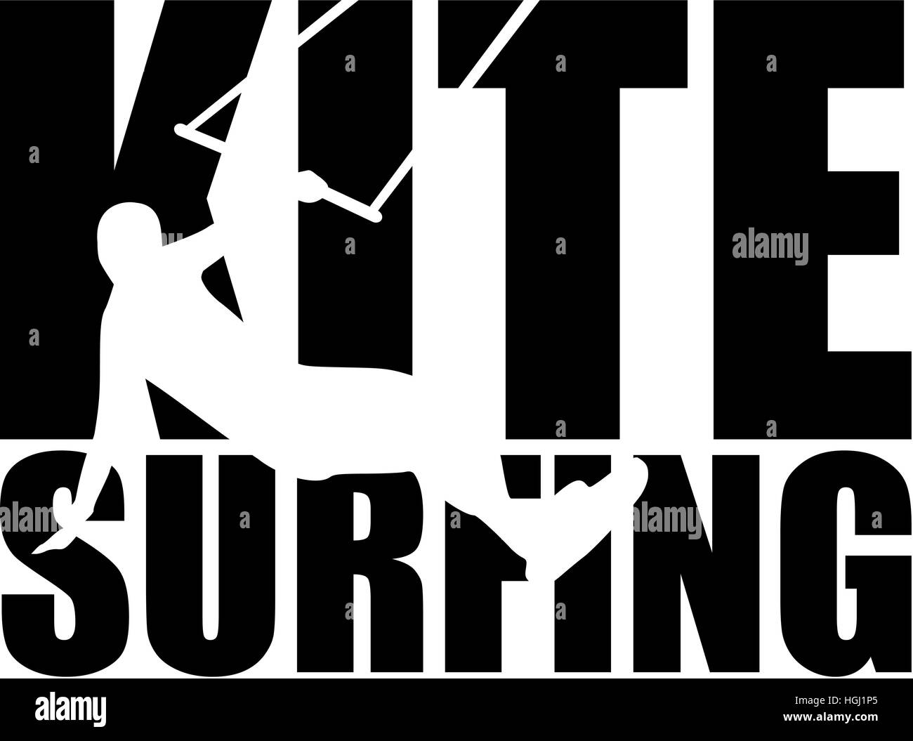 Kitesurfing word with silhouette Stock Photo