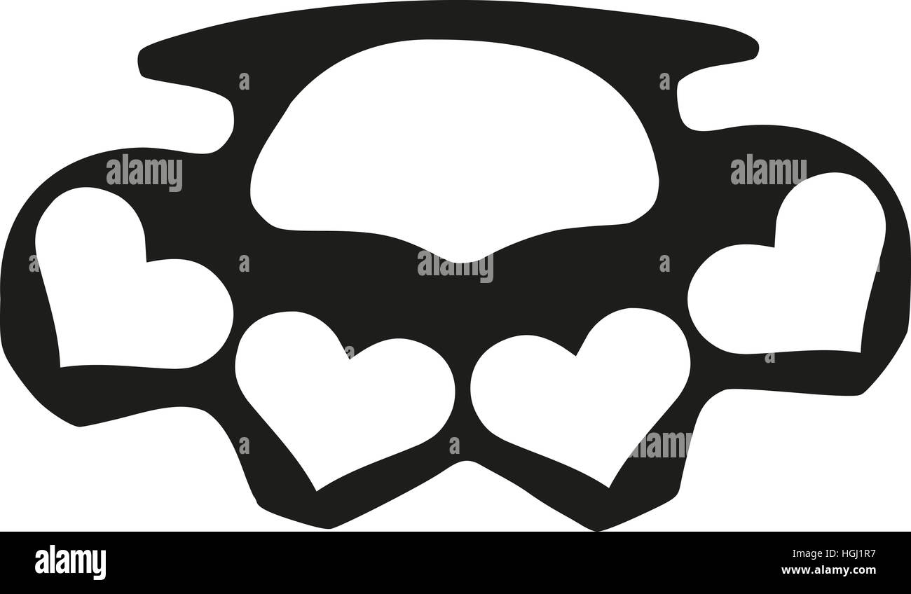 Brass knuckles with hearts Stock Photo Alamy