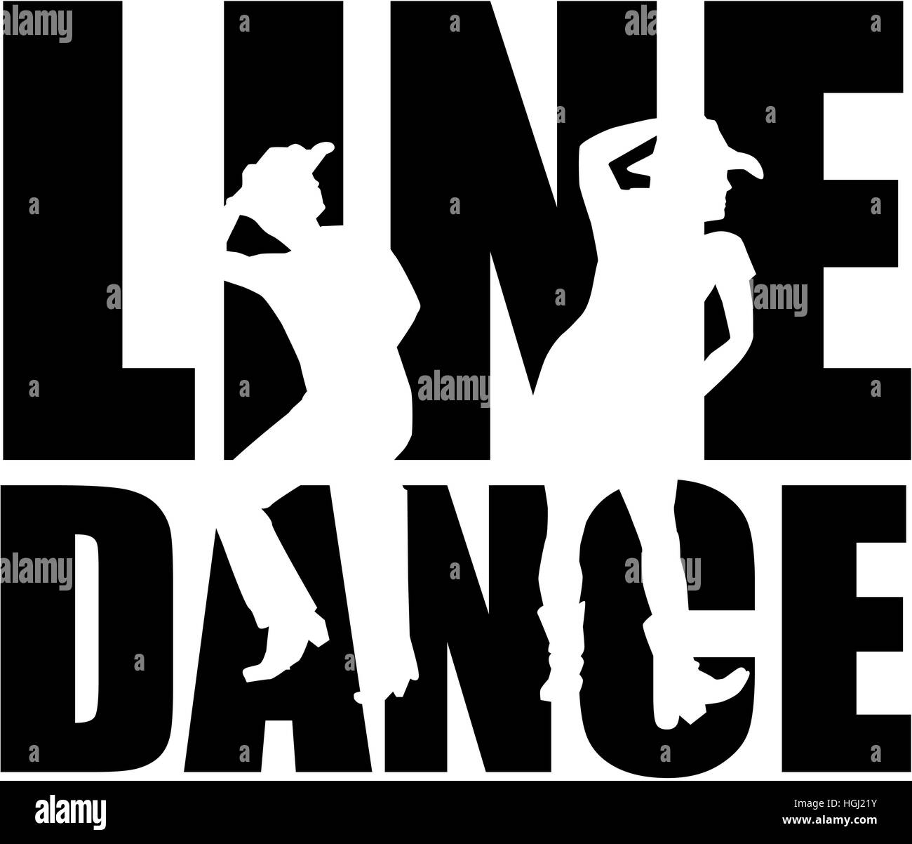 Line dance word with silhouette Stock Photo