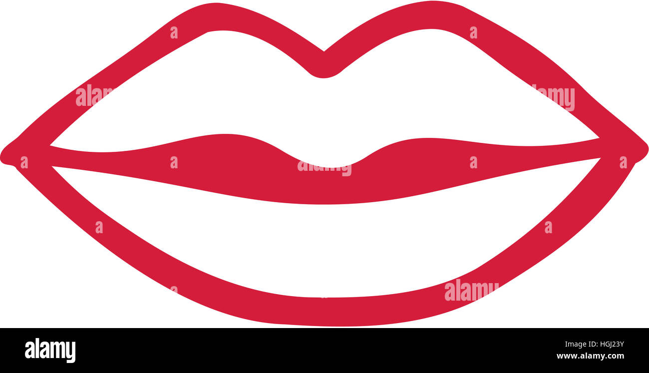 Red lips icon outline Stock Photo Alamy