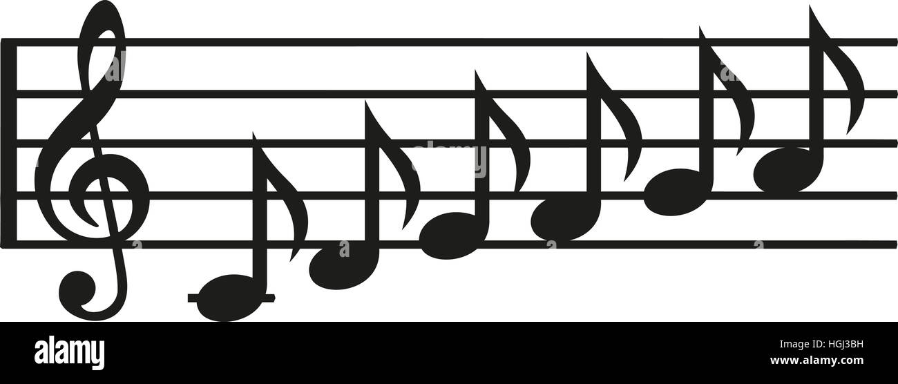 Note line with row of notes Stock Photo Alamy