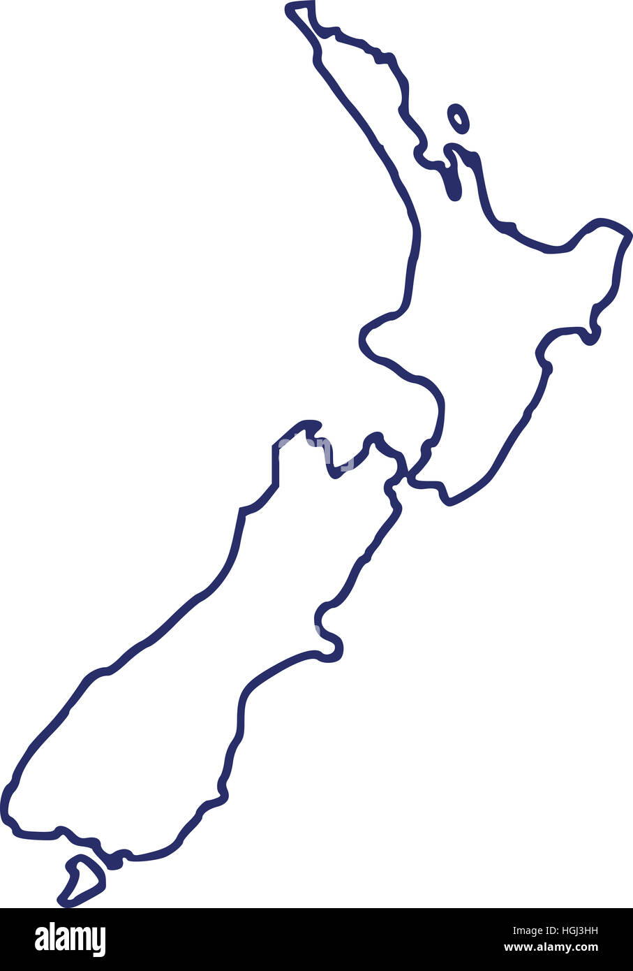 New Zealand map contour Stock Photo