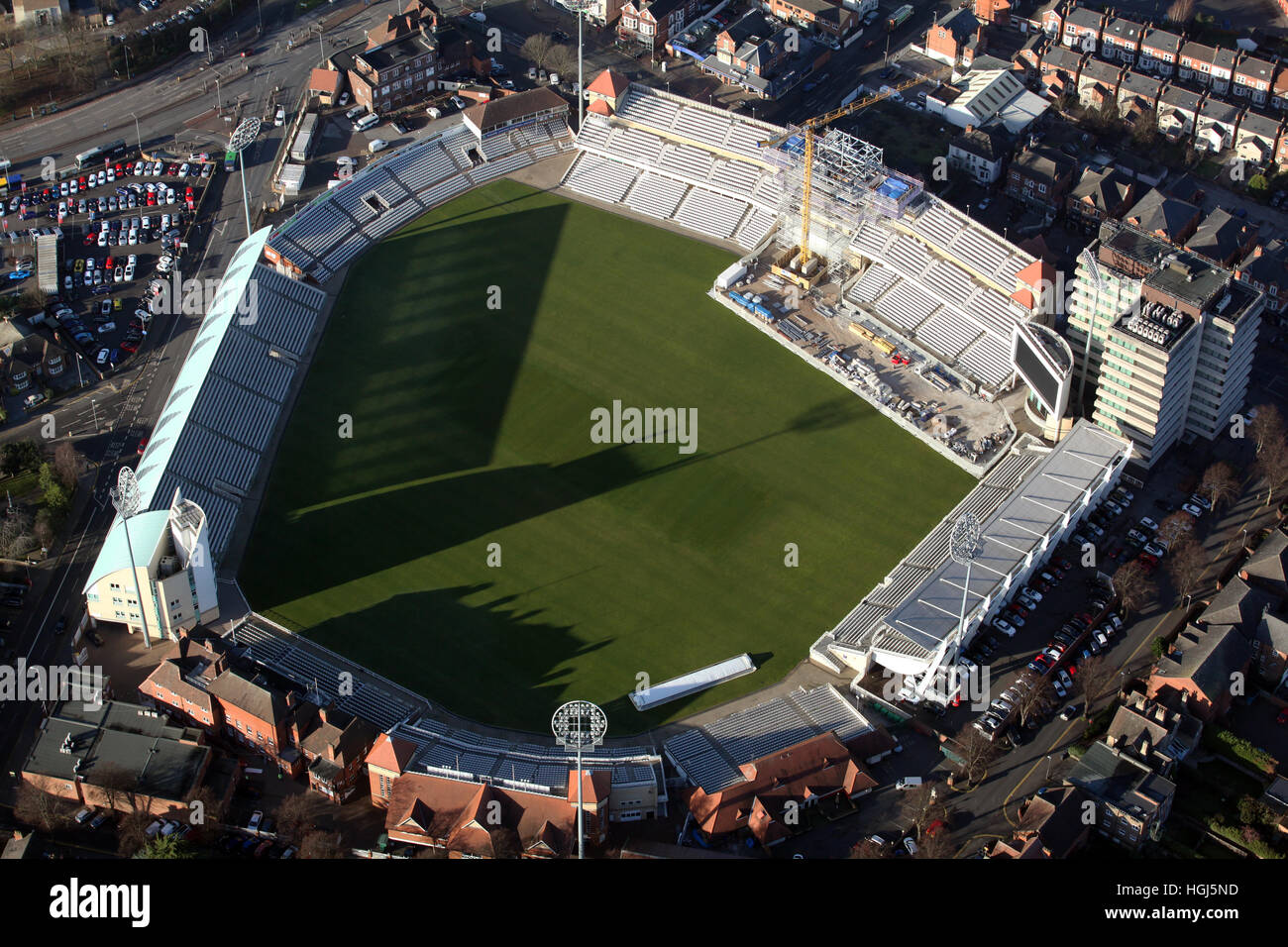 aerial view of construction work at the international test match venue