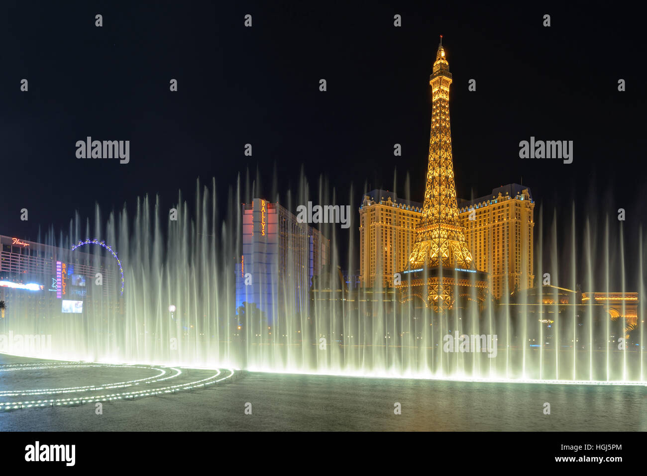 Bellagio Fountains at Las Vegas strip. Stock Photo