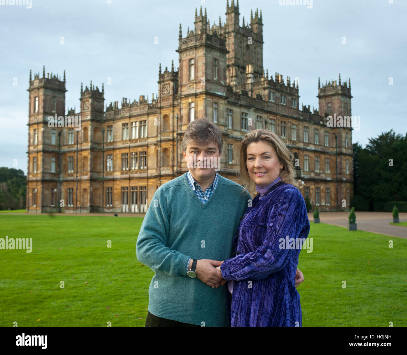 The Earl and Countess of Carnarvon at their home Highclere Castle Near Newbury in Hampshire