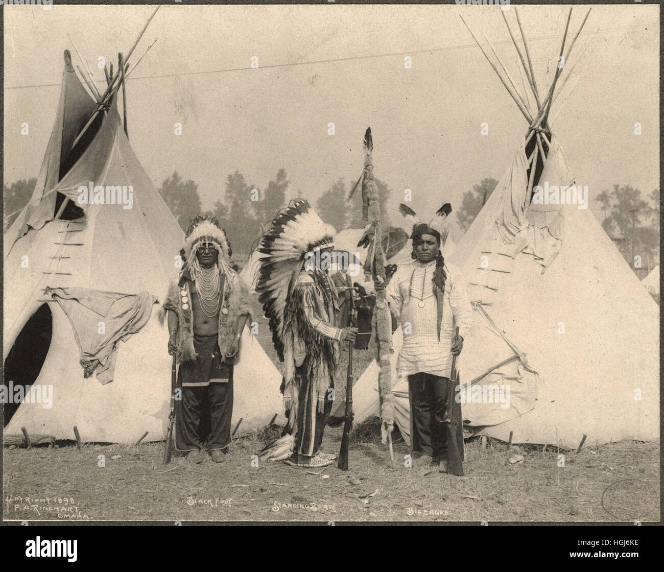 Black Foot, Standing Bear, Big Eagle, Sioux   - 1898 Indian Congress - Photo : Frank A. Rinehart Stock Photo