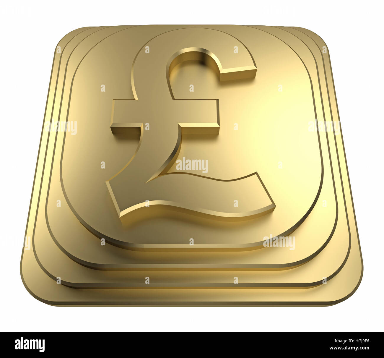 gold pound symbol on a pedestal. 3d rendering Stock Photo